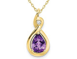 4/5 Carat (ctw) Natural Amethyst Infinity Pendant Necklace in 14K Yellow Gold with Chain