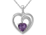 4/5 Carat (ctw) Natural Amethyst Heart Pendant Necklace in Sterling Silver with Chain