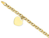 14K Yellow Gold Heart Charm Bracelet (7.25 Inches)