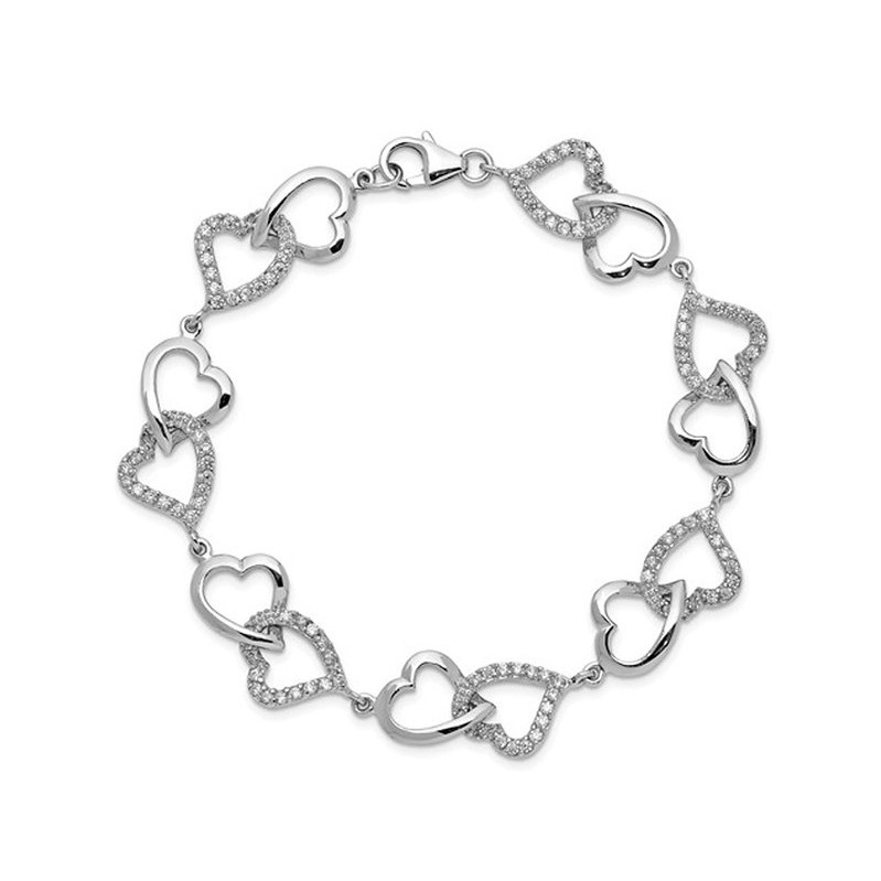 【STONEHENgE】Luv-it〜Silver Heart Planet Bracelet K1811 Sterling Silver Simulated Cubic Zirconias Heart Bracelet | eBay