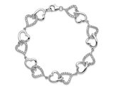 Sterling Silver Rhodium-Plated CZ Heart Bracelet