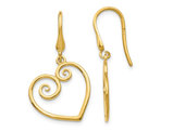 14K Yellow Gold Polished Heart Dangle Earrings