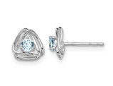 1/5 Carat (ctw) Natural Solitaire Aquamarine Post Earrings in 14K White Gold