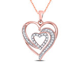 1/7 Carat (ctw I2-I3) Diamond Heart Pendant Necklace in 10K Rose Pink Gold with Chain