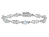 Sterling Silver Rhodium Plated 1.75 Carat (ctw) Aquamarine Bracelet