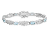 4.40 Carat (ctw) Aquamarine Bracelet in Rhodium Plated Sterling Silver 