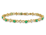 1.65 Carat (ctw) Emerald Infinity Bracelet in 14K yellow Gold with Diamonds 1/10 Carat (ctw)
