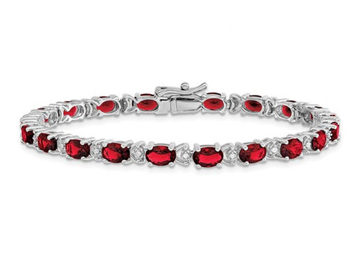 10.80 Carat (ctw) Lab-Created Ruby Bracelet in 14K White Gold