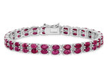 21.60 Carat (ctw) Ruby Two Row Bracelet in Rhodium Plated Sterling Silver