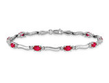 2.55 Carat (ctw) Natural Ruby Bracelet in 14K White Gold