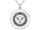 U.S. Navy Pendant Necklace Disc in Sterling Silver with Chain