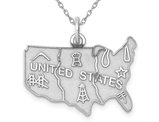 Sterling Silver United States Polished Charm Pendant Necklace with Chain