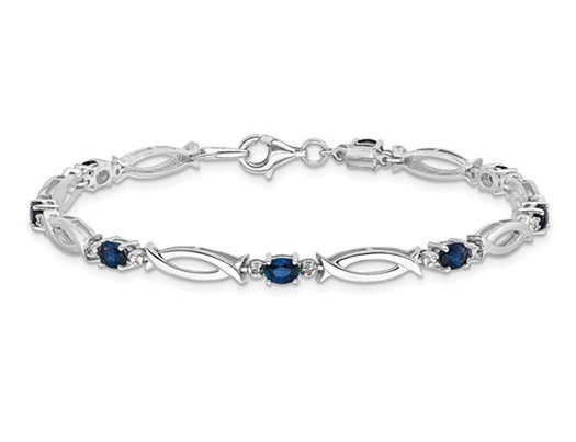 1.80 Carat (ctw) Blue Sapphire Bracelet in Sterling Silver