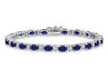 10.80 Carat (ctw) Lab Created Blue Sapphire Bracelet in 14K White Gold with Diamonds
