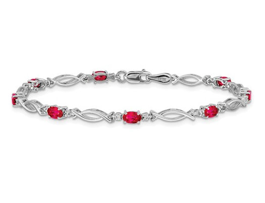 Natural Ruby Bracelet 2.55 Carat (ctw) in 14K White Gold