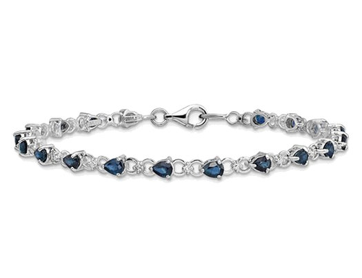 3.45 Carat (ctw) Blue Sapphire Bracelet in Sterling Silver