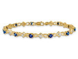 1.65 Carat (ctw) Natural Blue Sapphire Bracelet with Diamonds in 14K Yellow Gold