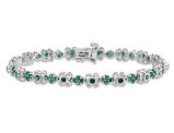 1.95 Carats (ctw) Lab-Created Emerald Flower Bracelet in 14K White Gold