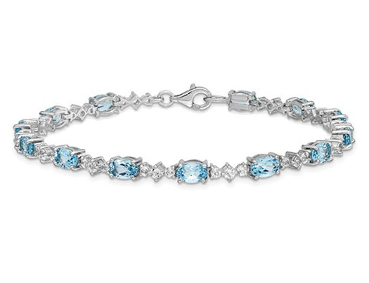 6.65 Carat (ctw) Swiss Blue Topaz Bracelet in Sterling Silver (7.00 Inches)