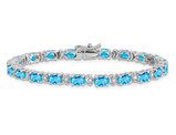 11.20 Carat (ctw) Swiss-Blue Topaz Bracelet in 14K White Gold (7.00 Inches)