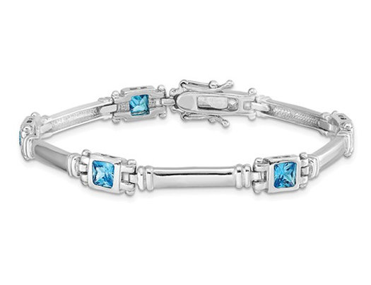 2.50 Carat (ctw) Swiss Blue Topaz Bracelet in Sterling Silver (7.50 Inches)