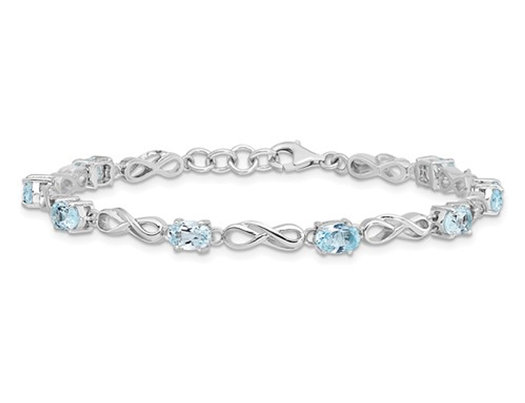 4.40 Carat (ctw) Swiss Blue Topaz Infinity Link Bracelet in Sterling Silver (7.00 Inches)
