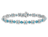 1.95 Carat (ctw) Swiss Blue Topaz Flower Bracelet in 14K White Gold (7.00 Inches)