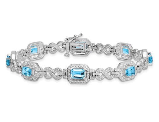 5.30 Carat (ctw) Swiss Blue Topaz Infinity Bracelet in Sterling Silver