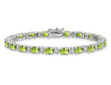 10.80 Carat (ctw) Green Peridot Bracelet in 14K White Gold (7 Inches)