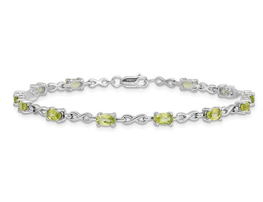 Natural Green Peridot Infinity Bracelet 2.85 Carat (ctw) in Sterling Silver