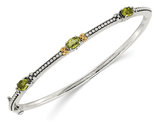 1.50 Carat (ctw) Natural Peridot Bangle Bracelet in Sterling Silver