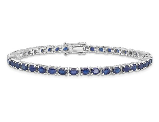 6.50 Carat (ctw) Natural Blue Sapphire Bracelet in Sterling Silver