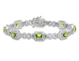 4.80 Carat (ctw) Emerald Cut Peridot Infinity Bracelet in Sterling Silver