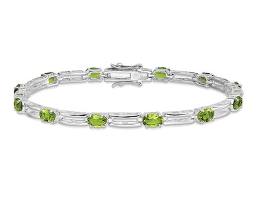 5.85 Carat (ctw) Natural Peridot Bracelet in Sterling Silver