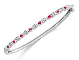 Ruby Bangle Bracelet 2/5 Carat (ctw) in 14K White Gold with Diamonds