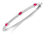 9/10 Carat (ctw) Ruby Bangle Bracelet in 14K White Gold