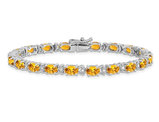 9.60 Carat (ctw) Citrine Bracelet in 14K White Gold with Diamonds