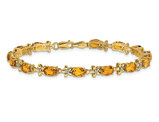 6.70 Carat (ctw) Citrine Bracelet in 14K Yellow Gold with Diamonds