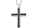 Men's Stainless Steel Carbon Fiber Cross Inlay Necklace with Chain