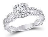 1.29 Carat (ctw G-H, I1-I2) Cushion-Cut Diamond Engagement Ring in 14K White Gold
