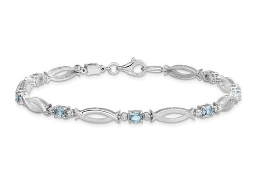 1.30 carat (ctw) Aquamarine Bracelet in Polished Sterling Silver