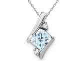 1/2 Carat (ctw) Cushion Cut Light Aquamarine Pendant Necklace in Sterling Silver with Chain