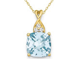 1.70 Carat (ctw) Clear-Light Aquamarine Pendant Necklace in 14K Yellow Gold with Chain