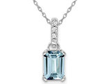 10K White Gold 1.00 Carat (ctw) Aquamarine Pendant Necklace with Chain