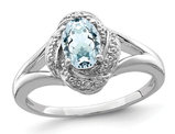 7/10 Carat (ctw) Oval-Cut Aquamarine Ring in Sterling Silver