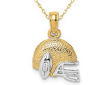 14K Yellow Gold Football Helmet Pendant with Chain