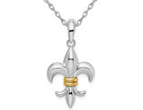 Fleur De Lis Pendant Necklace in Sterling Silver with Chain
