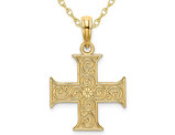 14K Yellow Gold Greek Cross Pendant Necklace with Chain