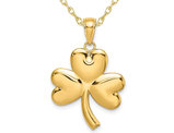 Three Leaf Clover Charm Pendant Necklace in 14K Yellow Gold with Chain