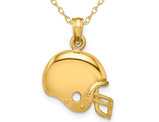 14K Yelllow Gold Football Helmet Charm Pendant Necklace with Chain